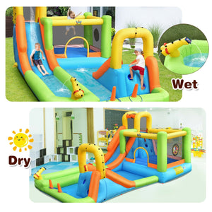 8-in-1 Inflatable Water Slide Bounce House with Splash Pool and 735W Blower view 9