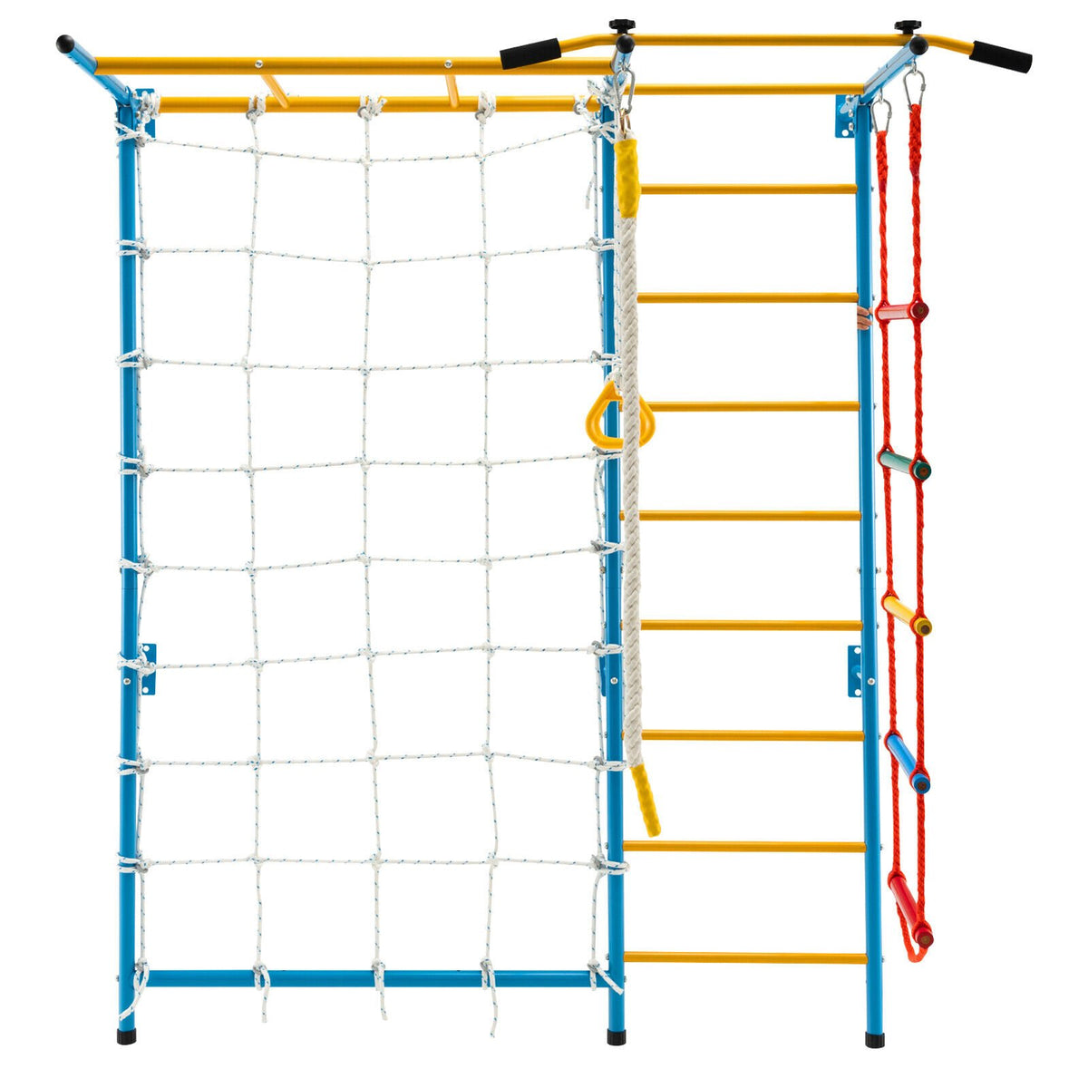 7 In 1 Kids Indoor Gym Playground Swedish Wall Ladder for Solid Wall-Yellow view 4