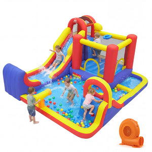 7 in 1 Outdoor Inflatable Bounce House with Water Slides and Splash Pools with 750W Blower view 3