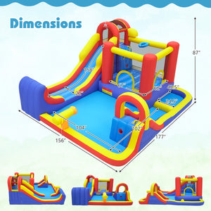 7 in 1 Outdoor Inflatable Bounce House with Water Slides and Splash Pools with 750W Blower view 4