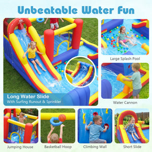 7 in 1 Outdoor Inflatable Bounce House with Water Slides and Splash Pools with 750W Blower view 5
