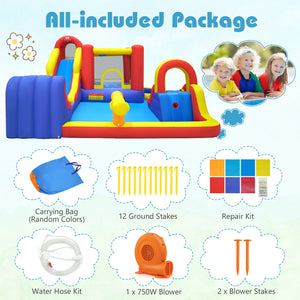 7 in 1 Outdoor Inflatable Bounce House with Water Slides and Splash Pools with 750W Blower view 7