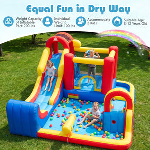 7 in 1 Outdoor Inflatable Bounce House with Water Slides and Splash Pools with 750W Blower view 9