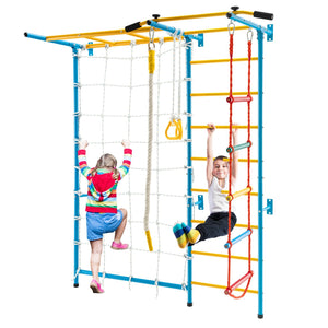 7-in-1 Swedish Ladder with Folding Gymnastics Mat for Solid Wall for Kids view 4