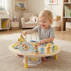 7-in-1 Toddler Activity Table Montessori Sensory Toy for 12 Month+ Wooden Musical Play Table view 2