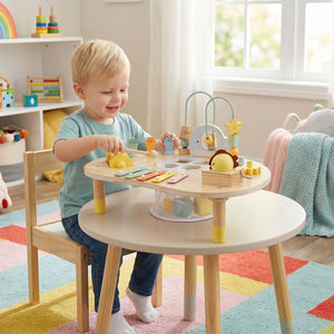 7-in-1 Toddler Activity Table Montessori Sensory Toy for 12 Month+ Wooden Musical Play Table view 3