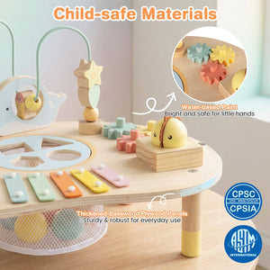 7-in-1 Toddler Activity Table Montessori Sensory Toy for 12 Month+ Wooden Musical Play Table view 7