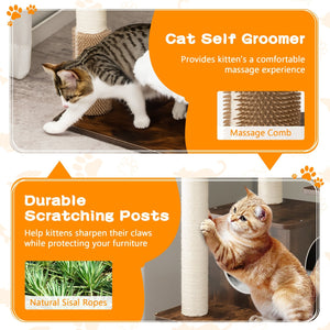 7-Layer Wooden Cat Tree Tall Cat Tower with Sisal Posts and Condo-Brown view 7