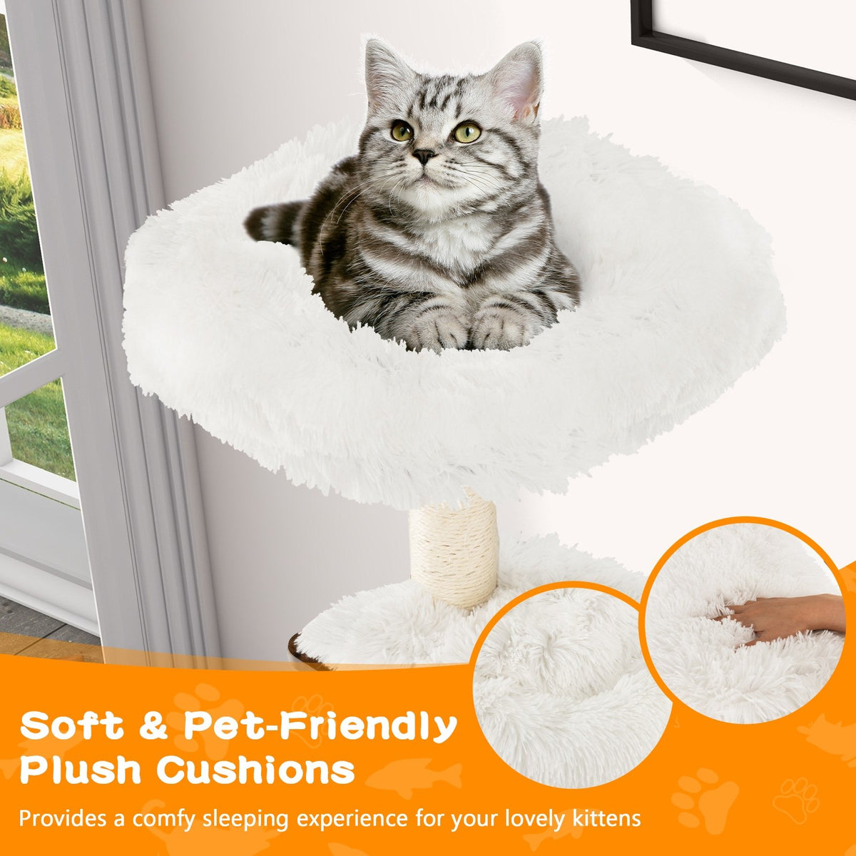 7-Layer Wooden Cat Tree Tall Cat Tower with Sisal Posts and Condo-Brown view 8