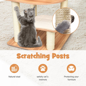 7-Layer Wooden Cat Tree Tall Cat Tower with Sisal Posts and Condo-Natural view 9
