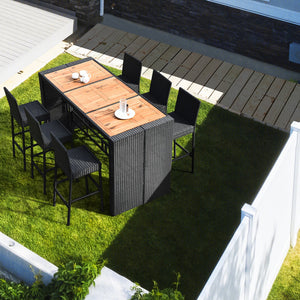 7 Pieces Patio Rattan Wicker Dining Furniture Set view 3