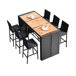 7 Pieces Patio Rattan Wicker Dining Furniture Set view 4