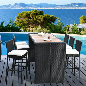 7 Pieces Patio Rattan Wicker Dining Furniture Set view 6