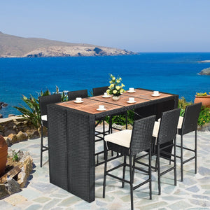 7 Pieces Patio Rattan Wicker Dining Furniture Set view 7