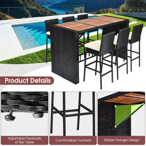 7 Pieces Patio Rattan Wicker Dining Furniture Set view 8