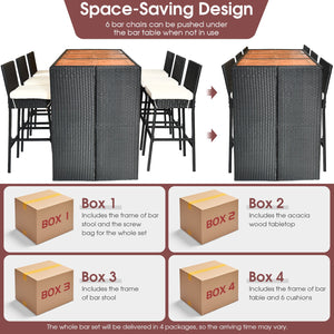 7 Pieces Patio Rattan Wicker Dining Furniture Set view 9