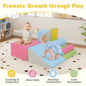 7-Piece Foam Blocks for Toddlers Soft Climbing Toys Indoor Play for Babies-Pink view 3