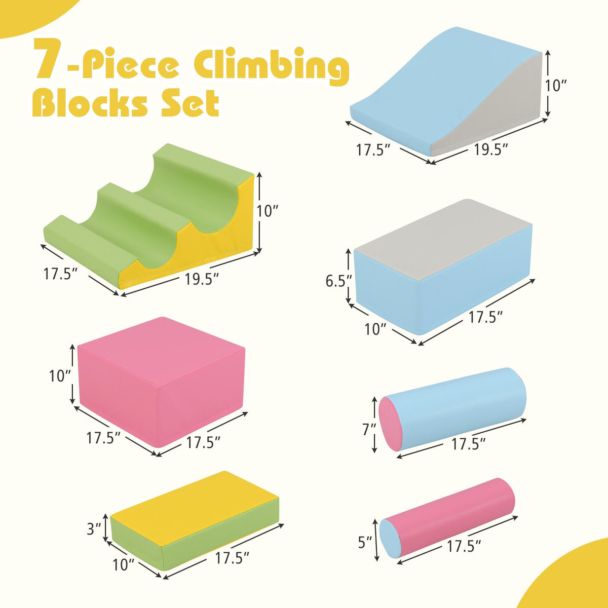 7-Piece Foam Blocks for Toddlers Soft Climbing Toys Indoor Play for Babies-Pink view 5
