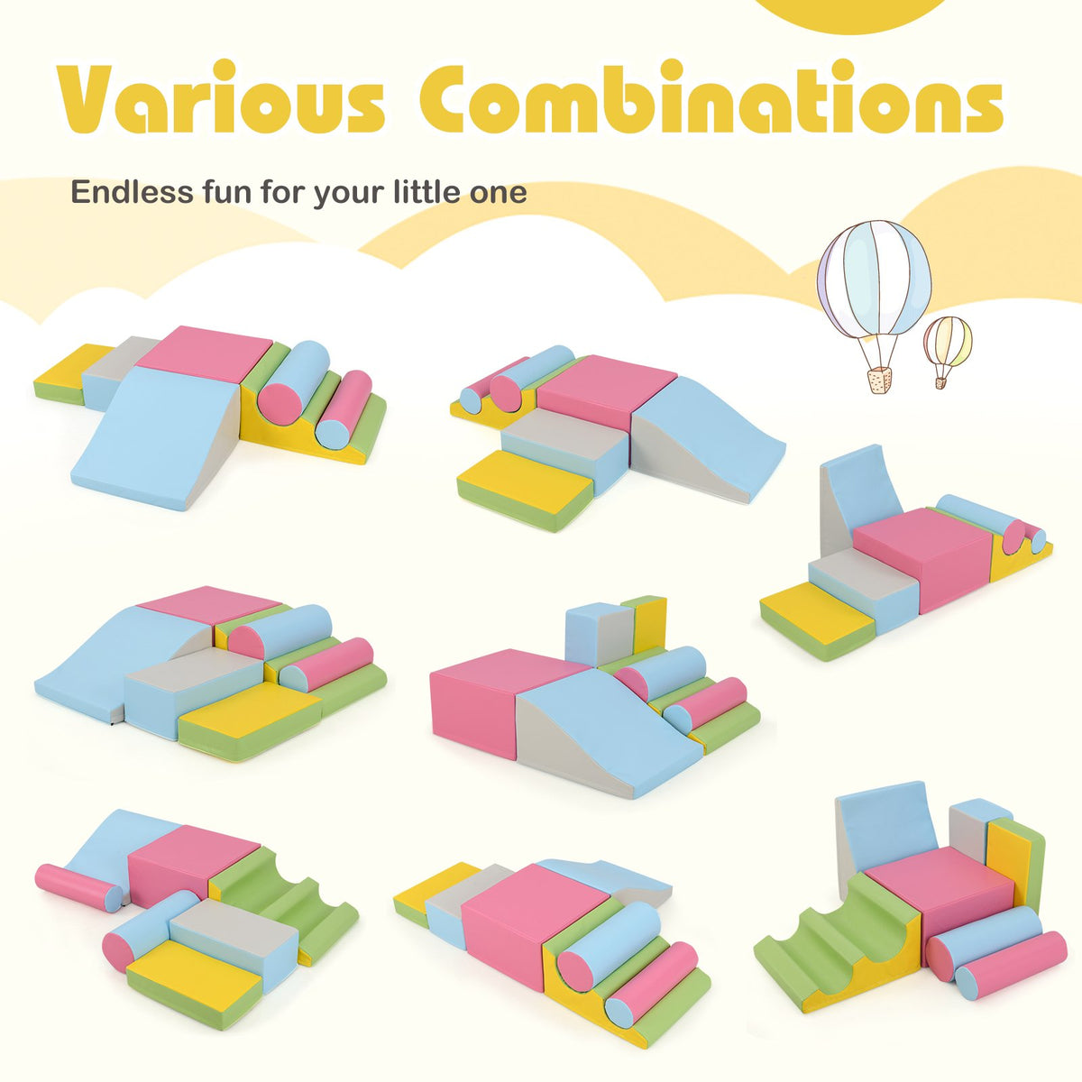 7-Piece Foam Blocks for Toddlers Soft Climbing Toys Indoor Play for Babies-Pink view 6