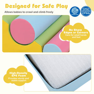 7-Piece Foam Blocks for Toddlers Soft Climbing Toys Indoor Play for Babies-Pink view 7