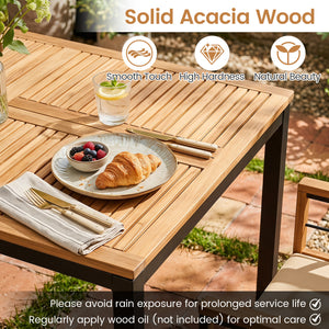 7-Piece Outdoor Dining Set with Acacia Wood Table & Chairs and Umbrella Hole-Natural & Black view 7