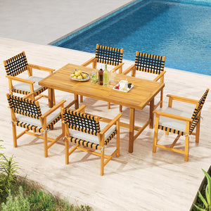 7-Piece Patio Dining Set for 6 People Farmhouse Furniture view 2