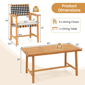 7-Piece Patio Dining Set for 6 People Farmhouse Furniture view 5