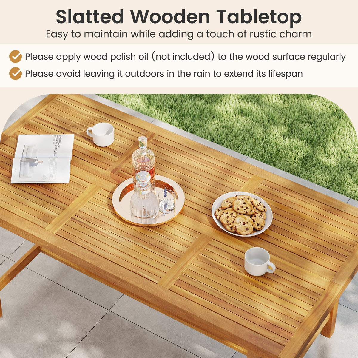 7-Piece Patio Dining Set for 6 People Farmhouse Furniture view 9