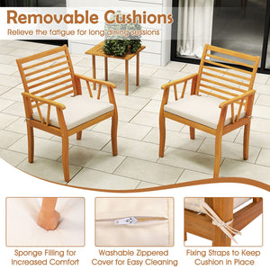 7 Pieces Acacia Wood Patio Dining Set with 1.97 Inch Umbrella Hole and Padded Cushions view 5