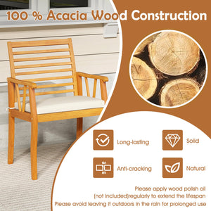 7 Pieces Acacia Wood Patio Dining Set with 1.97 Inch Umbrella Hole and Padded Cushions view 6
