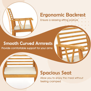 7 Pieces Acacia Wood Patio Dining Set with 1.97 Inch Umbrella Hole and Padded Cushions view 7