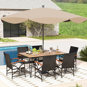 7 Pieces Outdoor Dining Furniture Set for Porch Backyard Garden Poolside view 2