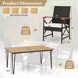 7 Pieces Outdoor Dining Furniture Set for Porch Backyard Garden Poolside view 3