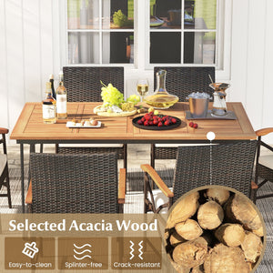 7 Pieces Outdoor Dining Furniture Set for Porch Backyard Garden Poolside view 5