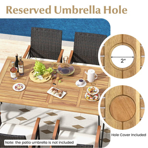 7 Pieces Outdoor Dining Furniture Set for Porch Backyard Garden Poolside view 6