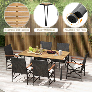 7 Pieces Outdoor Dining Furniture Set for Porch Backyard Garden Poolside view 7