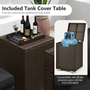 7 Pieces Outdoor Furniture Set with 32 Inch Fire Pit Table and Propane Tank Cover-Black view 7