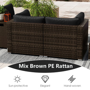 7 Pieces Outdoor Furniture Set with 32 Inch Fire Pit Table and Propane Tank Cover-Black view 8