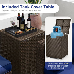 7 Pieces Outdoor Furniture Set with 32 Inch Fire Pit Table and Propane Tank Cover-Navy view 7