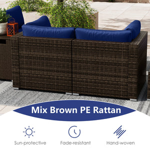 7 Pieces Outdoor Furniture Set with 32 Inch Fire Pit Table and Propane Tank Cover-Navy view 8