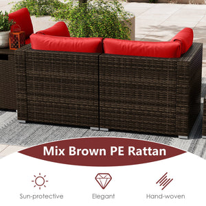 7 Pieces Outdoor Furniture Set with 32 Inch Fire Pit Table and Propane Tank Cover-Red view 8