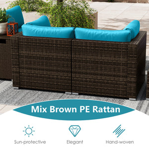7 Pieces Outdoor Furniture Set with 32 Inch Fire Pit Table and Propane Tank Cover-Turquoise view 8