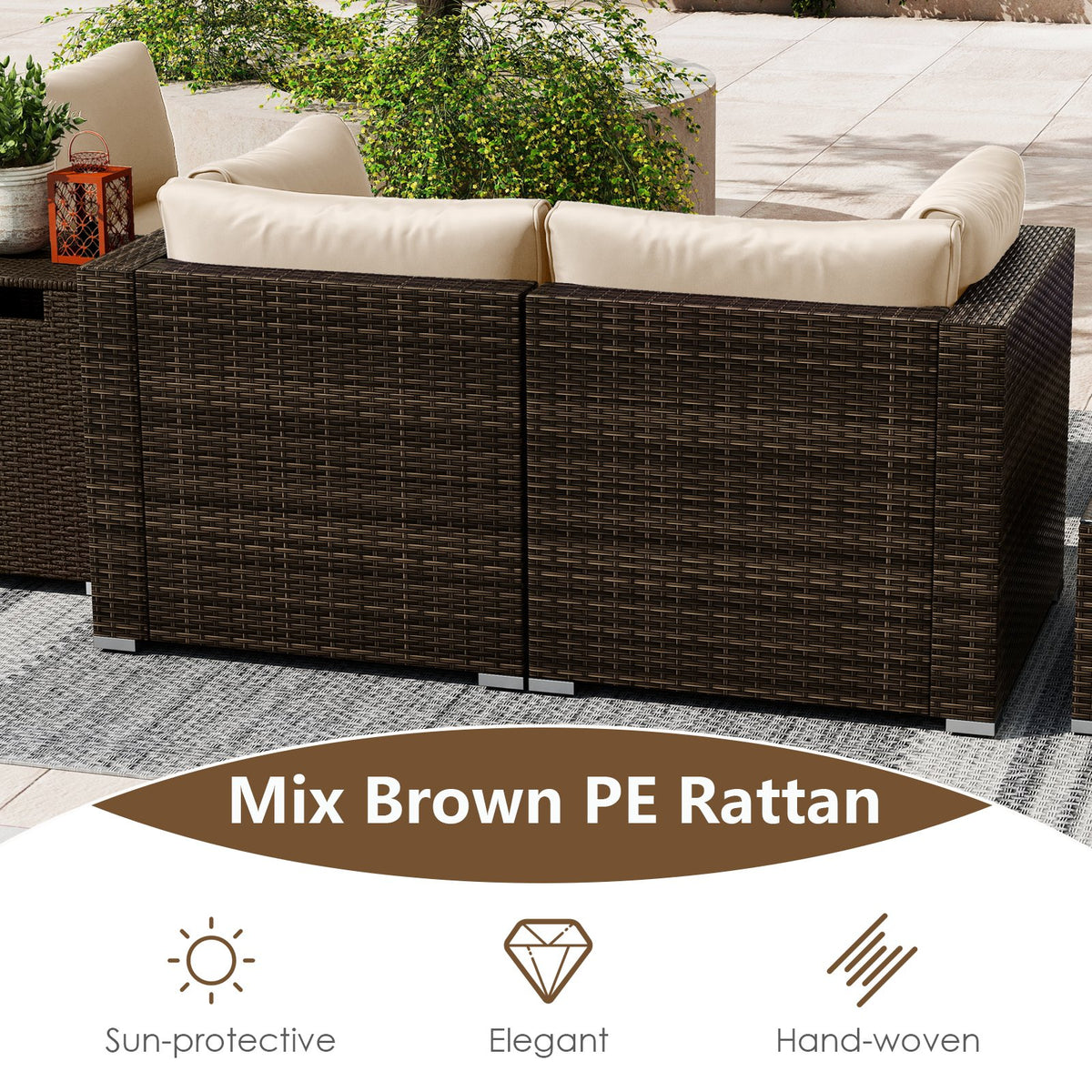 7 Pieces Outdoor Furniture Set with 32 Inch Fire Pit Table and Propane Tank Cover-White view 8