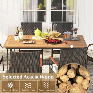 7 Pieces Patio Dining Set with Rattan Armchairs Soft Cushions 2 inches Umbrella Hole view 5