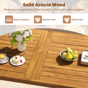 7 Pieces Patio Dining Table Set 63” Rectangle Table and 6 Acacia Wood Armchairs view 6
