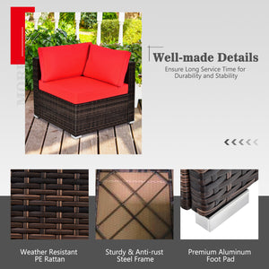 7 Pieces Patio Furniture Set with 35 Inches 50000 BTU Propane Gas Fire Pit Table and Waterproof Cover for Firpit-Red view 7
