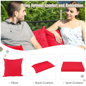 7 Pieces Patio Rattan Furniture Set Sectional Sofa Garden Cushion-Red view 9