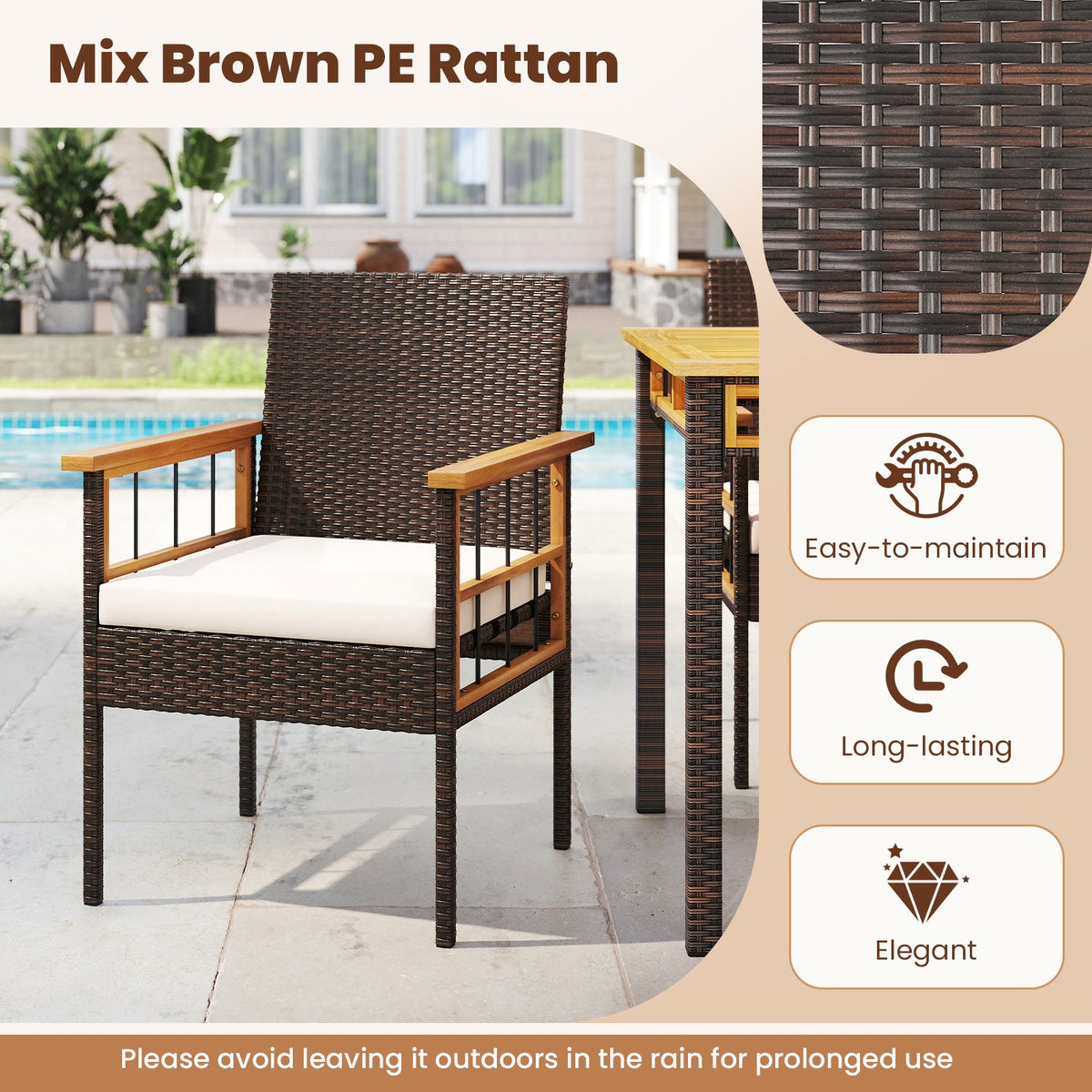 7 Pieces PE Wicker Patio Dining Set for Garden and Backyard view 8