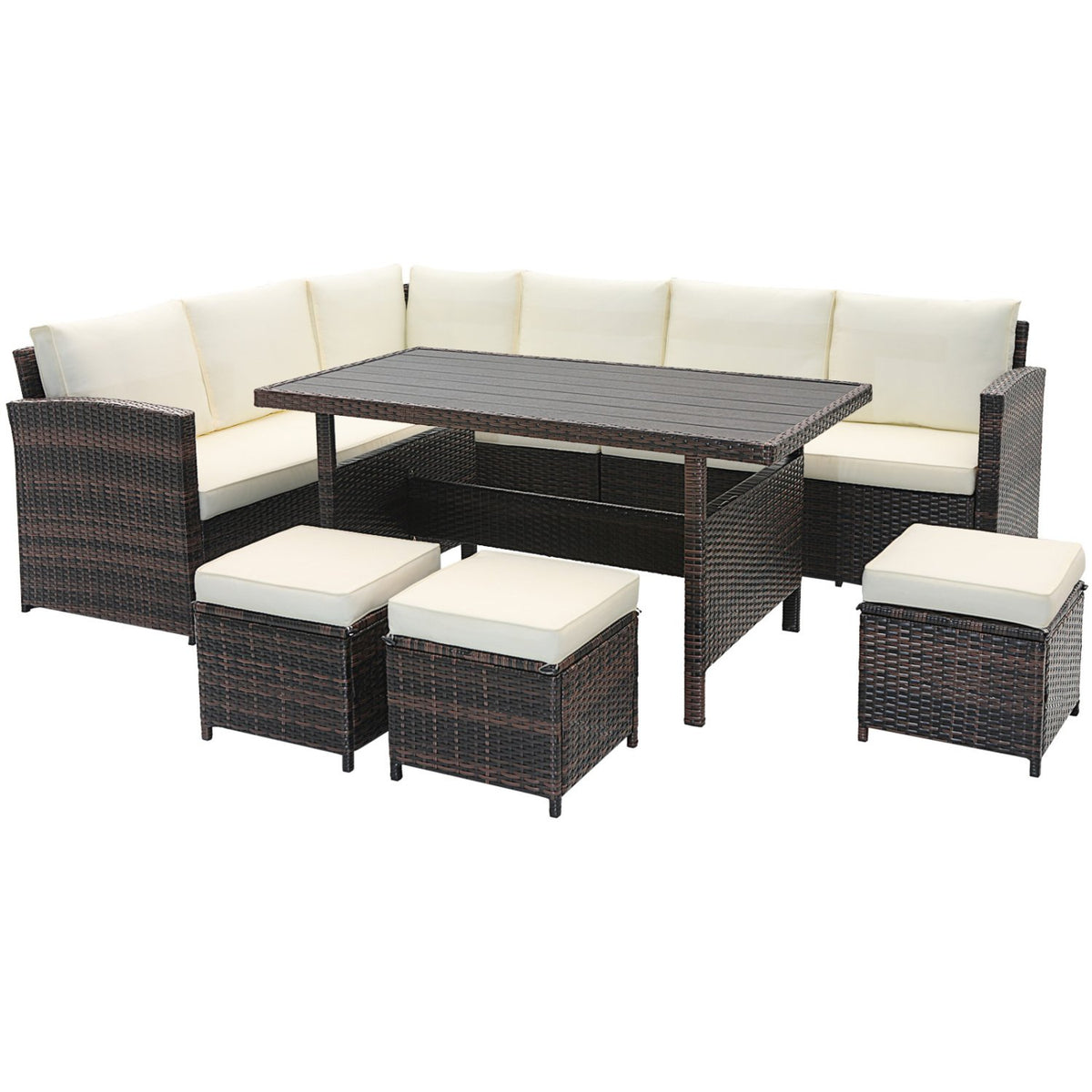 7 Pieces Wicker Patio Furniture Set-White view 4