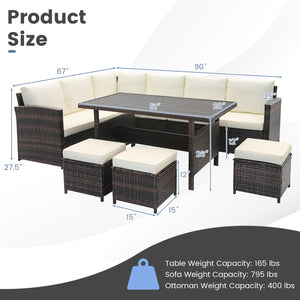 7 Pieces Wicker Patio Furniture Set-White view 5